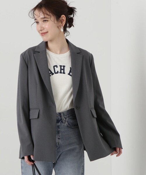 N.（N. Natural Beauty Basic）（エヌエヌナチュラルビューティーベーシック）の「◆シングルブレストデザインテーラードジャケット（テーラードジャケット・レディース・ベージュ/チャコールグレー・MEDIUM）」の2枚目の写真