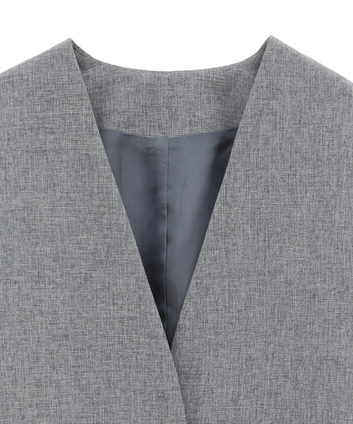 【TIARA】ノーカラージャケット グレー Mサイズ ノーカラージャケット（ノーカラージャケット）｜TIARA