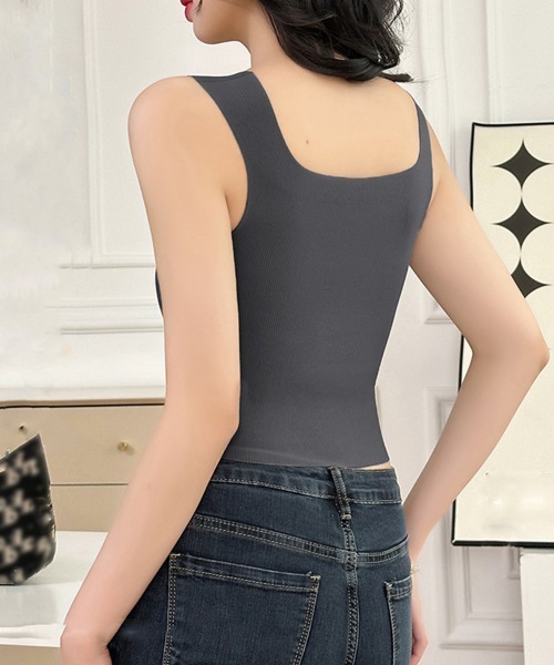 Miniministore(ミニミニストア)の「カップ付きタンクトップ シームレス 韓国(タンクトップ・レディース・ライトブラウン/ダークグレー/ホワイト/ブラック・FREE)」の12枚目の写真