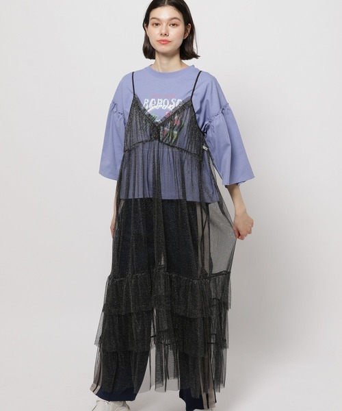 niko and...（ニコアンド）の「レイヤードランジェリーワンピース（ワンピース・レディース・ブラック/チャコール/オフホワイト・FREE）」の2枚目の写真