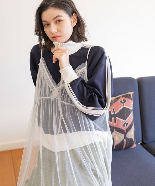 niko and...（ニコアンド）の「レイヤードランジェリーワンピース（ワンピース・レディース・ブラック/チャコール/オフホワイト・FREE）」の6枚目の写真