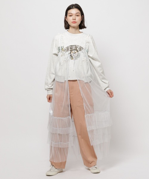 niko and...（ニコアンド）の「レイヤードランジェリーワンピース（ワンピース・レディース・ブラック/チャコール/オフホワイト・FREE）」の12枚目の写真