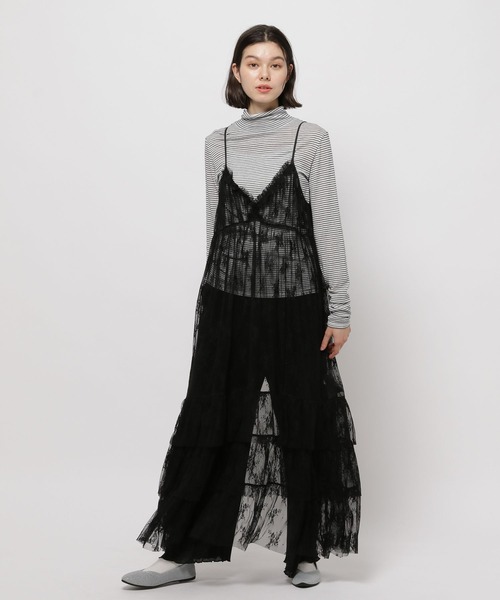 niko and...（ニコアンド）の「レイヤードランジェリーワンピース（ワンピース・レディース・ブラック/チャコール/オフホワイト・FREE）」の14枚目の写真