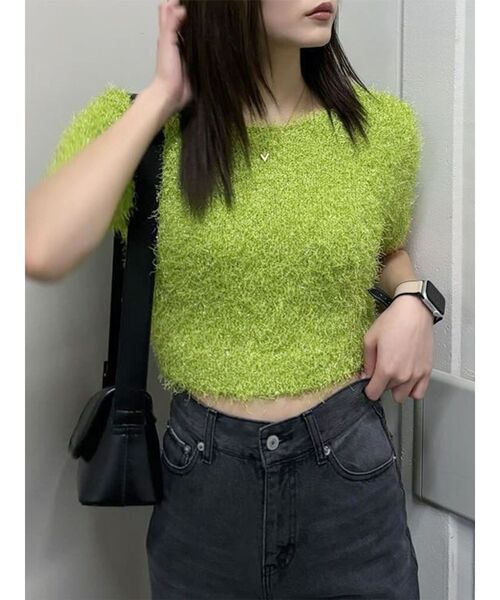 MURUA（ムルーア）の「ラメシャギーコンパクトニット（ニット/セーター・レディース・アイボリー/グレー/ブルー/ライトグリーン・FREE）」の13枚目の写真