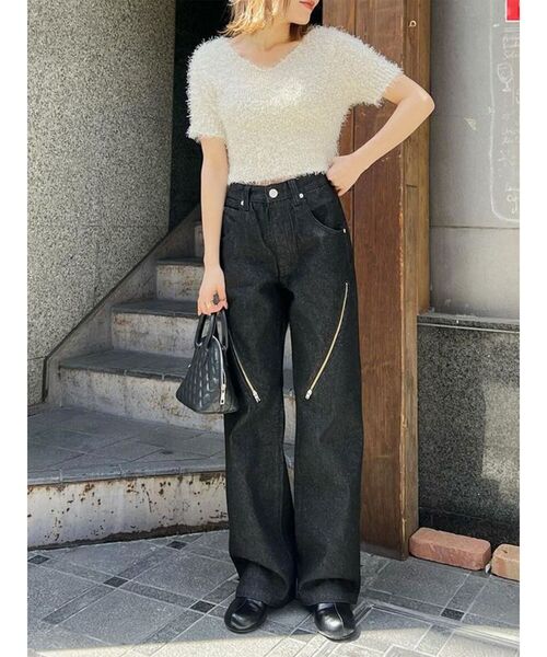 MURUA（ムルーア）の「ラメシャギーコンパクトニット（ニット/セーター・レディース・アイボリー/グレー/ブルー/ライトグリーン・FREE）」の7枚目の写真