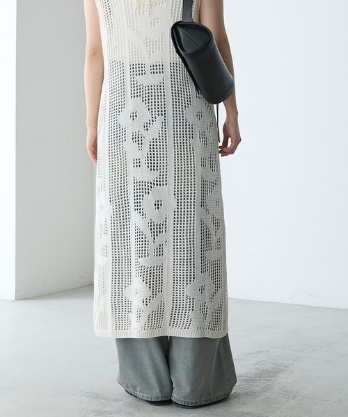 forksy.】フラワークロシェニットワンピース forksy.│MONO-MART