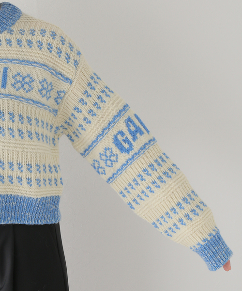 GANNI☆グラフィック ウール ハンドニット ビーニー♪【送料込】 Ganni(ガニー) ニットキャップ・ビーニー(レディース) - 海外