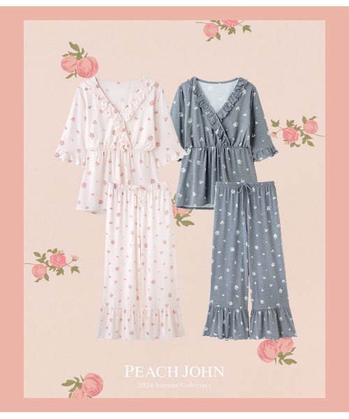 PEACH JOHN（ピーチジョン）の「【汗ばむ季節も着心地の良い、薄手でなめらかなレーヨン混素材】カシュクールカットソーパジャマ（ルームウェア/パジャマ・レディース・ネイビー/ライトベージュ・S/M/M/L）」の17枚目の写真