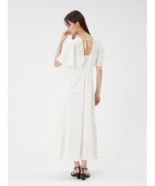 FRAY I.D カットワークレースフレアスリーブワンピ　白24SS FRAY I.D カットワークレースフレアスリーブワンピ白24SS