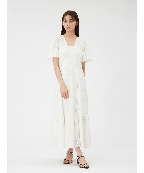 【美品】FRAY I.D カットワークレースフレアスリーブワンピース FRAY I.D（フレイアイディー）の「カットワークレースフレア