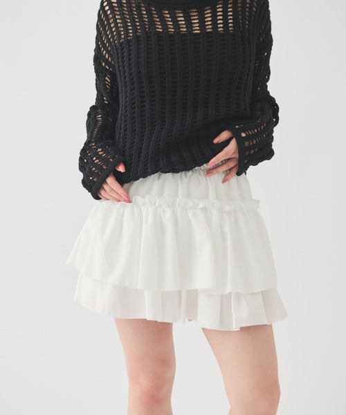 paravion（パラビオン）の「ティアードフリルショートパンツ（その他パンツ・レディース・ブラック/ホワイト・FREE）」の8枚目の写真