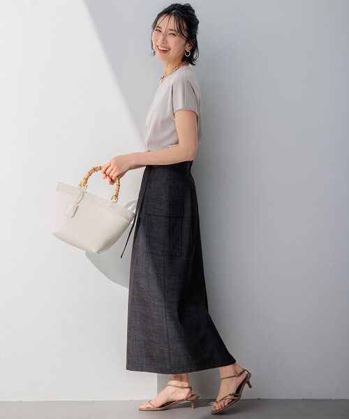 23区 S（ニジュウサンクチイサイサイズ）の「【接触冷感/洗える】フレンチスリーブ IT TEE（Tシャツ/カットソー・レディース・ブラック系/スモーキーグリーン系/ホワイト系/ピンク系/ダークブラウン系/ライトグレー系/オールドローズ系/ブルー系・32）」の15枚目の写真