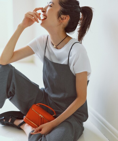 23区 S（ニジュウサンクチイサイサイズ）の「【接触冷感/洗える】フレンチスリーブ IT TEE（Tシャツ/カットソー・レディース・ブラック系/スモーキーグリーン系/ホワイト系/ピンク系/ダークブラウン系/ライトグレー系/オールドローズ系/ブルー系・32）」の20枚目の写真