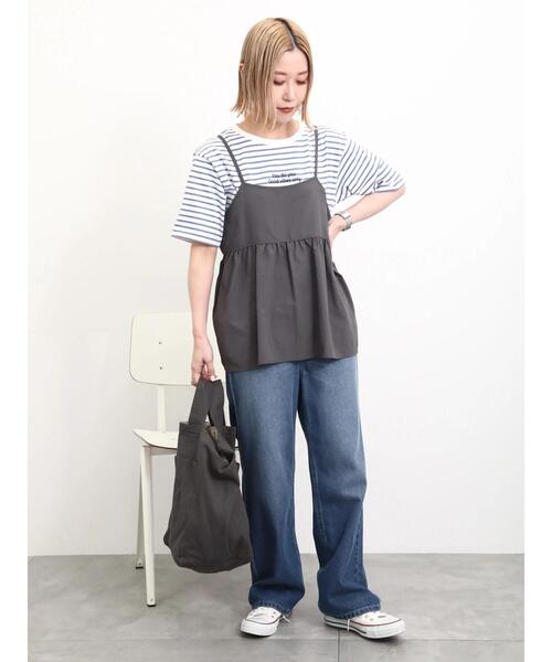 Samansa Mos2 blue(サマンサモスモスブルー)の「【シルキーコットン】アソート刺繍Tシャツ(Tシャツ/カットソー・レディース・オフホワイト/ブルー/ブラック・F)」の17枚目の写真