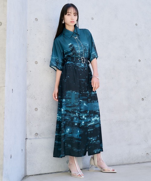 HARE yakeiガラワンピース　夜景　ハレ　ロングワンピース HARE（ハレ）の「yakeiガラワンピース(HARE)（ワンピース）」 - WEAR