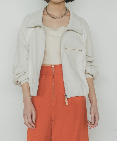 PUBLIC TOKYO（パブリックトウキョウ）の「コラージュトラックジャケット（ブルゾン・レディース・バーガンディー/アイボリー・FREE）」の14枚目の写真