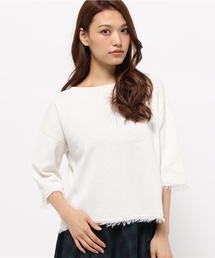 SEVENDAYS=SUNDAY | ミラノリブ　５分袖フリンジプルオーバー(ニット/セーター)