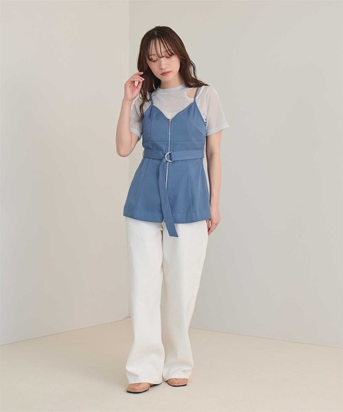 miette(ミエット)の「ベルト付きフロントジップビスチェ(キャミソール・レディース・チャコール/ブルー・FREE)」の10枚目の写真