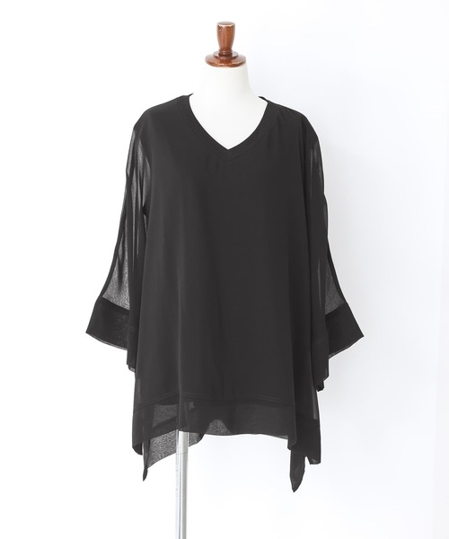 n'OrLABEL(ノアールレーベル)の「レイヤードシアーカットソー(Tシャツ/カットソー・レディース・オフホワイト/ブラック・FREE)」の9枚目の写真