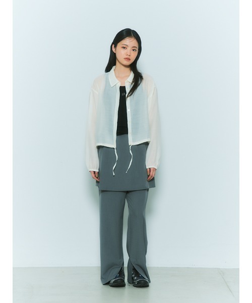 CHAROL（シャロル）の「ドロストヘムシアーシャツ（シャツ/ブラウス・レディース・パープル/ホワイト・FREE）」の18枚目の写真