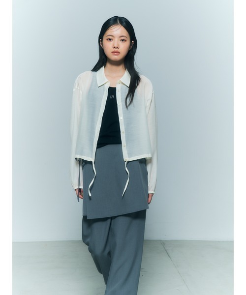 CHAROL（シャロル）の「ドロストヘムシアーシャツ（シャツ/ブラウス・レディース・パープル/ホワイト・FREE）」の16枚目の写真