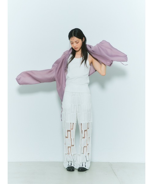 CHAROL（シャロル）の「ドロストヘムシアーシャツ（シャツ/ブラウス・レディース・パープル/ホワイト・FREE）」の14枚目の写真