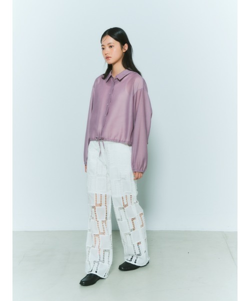 CHAROL（シャロル）の「ドロストヘムシアーシャツ（シャツ/ブラウス・レディース・パープル/ホワイト・FREE）」の20枚目の写真