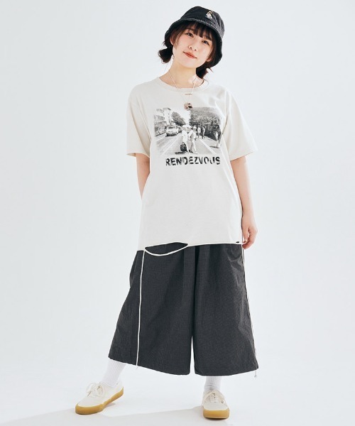 mp12445-Graph Check Cropped Wide Pants クロップドワイドパンツ