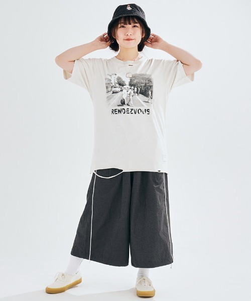 mp12445-Graph Check Cropped Wide Pants クロップドワイドパンツ