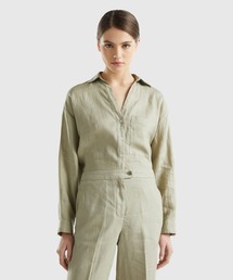 BENETTON (UNITED COLORS OF BENETTON) | リネン100％ドロップショルダー長袖シャツ・ブラウス(シャツ/ブラウス)