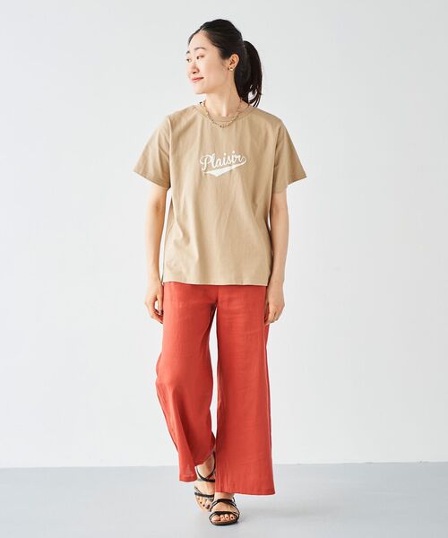 le.coeur blanc(ルクールブラン)の「《手洗い可能》Plaisir発泡プリントロゴTシャツ(Tシャツ/カットソー・レディース・ベージュ/グレー系その他4・38)」の10枚目の写真