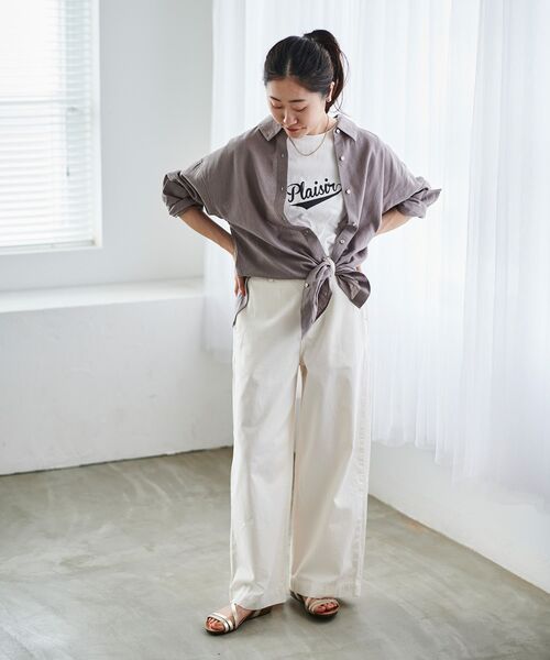 le.coeur blanc(ルクールブラン)の「《手洗い可能》Plaisir発泡プリントロゴTシャツ(Tシャツ/カットソー・レディース・ベージュ/グレー系その他4・38)」の14枚目の写真