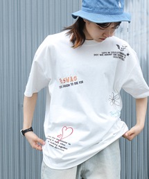 __gram.（スペースグラム）の「【_gram.】 落書き 総柄 刺繍 半袖 Tシャツ（Tシャツ/カットソー）」