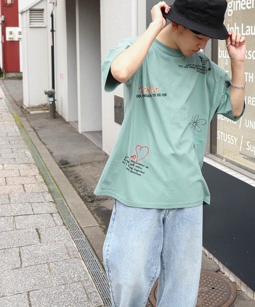 __gram.(スペースグラム)の「【_gram.】 落書き 総柄 刺繍 半袖 Tシャツ(Tシャツ/カットソー・レディース・ブラック/ホワイト/ミント/パープル・MEDIUM/LARGE)」の22枚目の写真