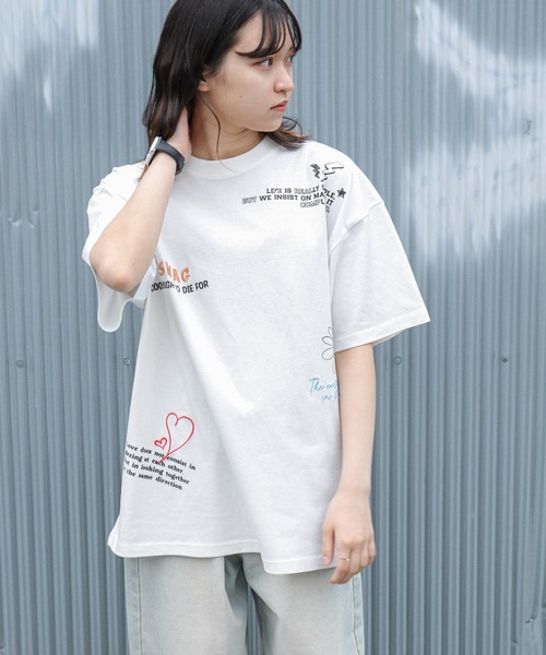 __gram.(スペースグラム)の「【_gram.】 落書き 総柄 刺繍 半袖 Tシャツ(Tシャツ/カットソー・レディース・ブラック/ホワイト/ミント/パープル・MEDIUM/LARGE)」の6枚目の写真