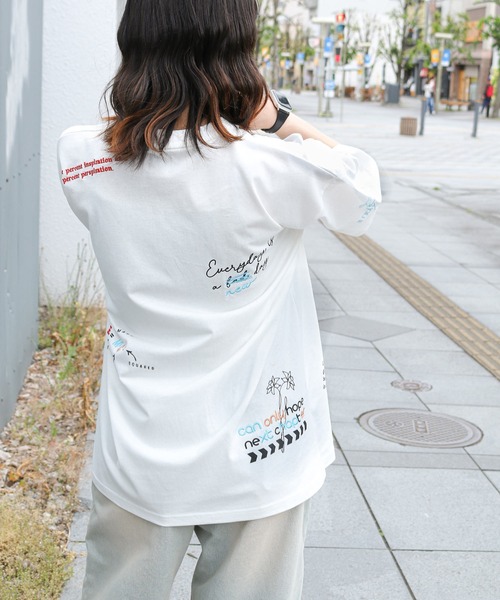 __gram.(スペースグラム)の「【_gram.】 落書き 総柄 刺繍 半袖 Tシャツ(Tシャツ/カットソー・レディース・ブラック/ホワイト/ミント/パープル・MEDIUM/LARGE)」の7枚目の写真