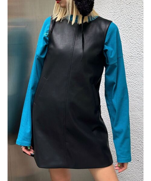 SALE *maje* ツイードフェイクレザーパネルワンピース 4882yndzw_2403_i_02.jpg