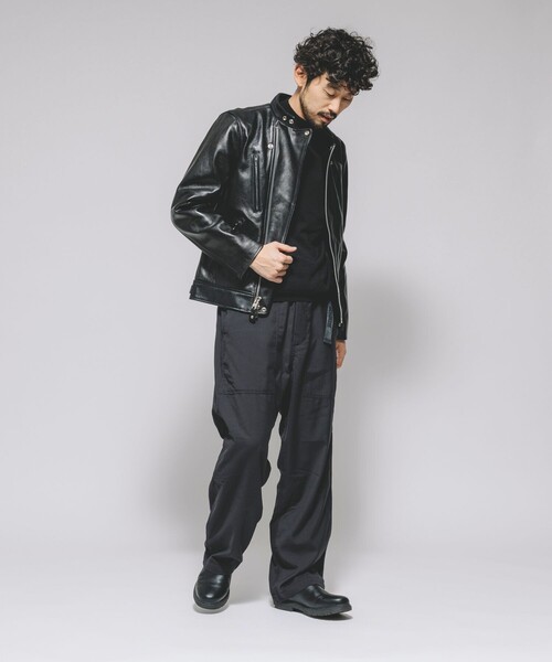 HINSON（ヒンソン）の「HINSON/ヒンソン ワイドテーパードシルエット  ウェービングベルト ベイカースラックスパンツ/クライミングパンツ/スラックス/ベイカーパンツ/ワイドシルエット（スラックス・メンズ・ブラック/チャコールグレー・MEDIUM/LARGE）」の9枚目の写真