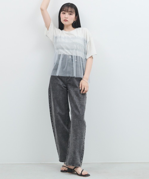 paravion(パラビオン)の「チュールフリルルーズTシャツ(Tシャツ/カットソー・レディース・アイボリー/ブラック・FREE)」の7枚目の写真