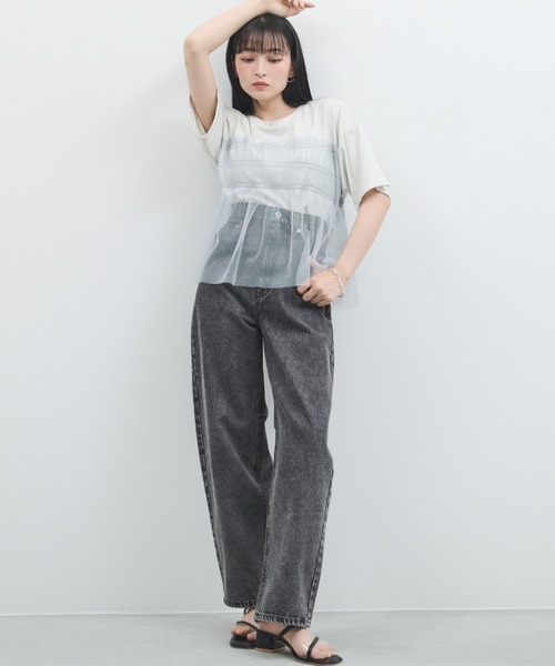 paravion(パラビオン)の「チュールフリルルーズTシャツ(Tシャツ/カットソー・レディース・アイボリー/ブラック・FREE)」の6枚目の写真