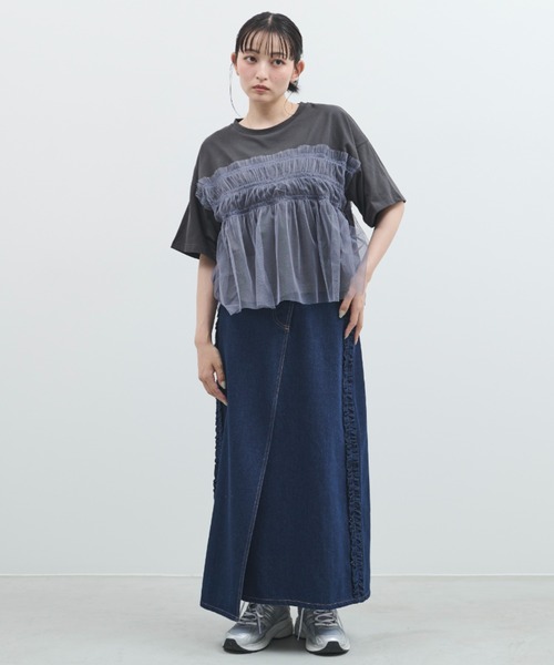 paravion(パラビオン)の「チュールフリルルーズTシャツ(Tシャツ/カットソー・レディース・アイボリー/ブラック・FREE)」の19枚目の写真