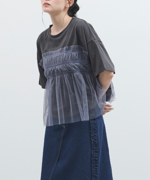 paravion(パラビオン)の「チュールフリルルーズTシャツ(Tシャツ/カットソー・レディース・アイボリー/ブラック・FREE)」の17枚目の写真