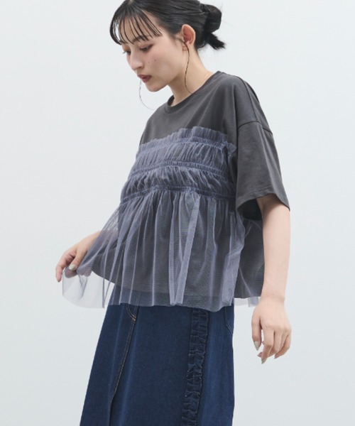 paravion(パラビオン)の「チュールフリルルーズTシャツ(Tシャツ/カットソー・レディース・アイボリー/ブラック・FREE)」の16枚目の写真