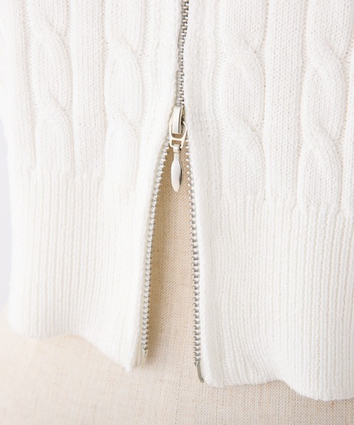 one after another NICE CLAUP(ワンアフターアナザーナイスクラップ)の「ワンポイント刺繍ダブルジップニット(ニット/セーター・レディース・オフホワイト/ピンク/ネイビー/ブラック/ホワイト系その他・FREE)」の10枚目の写真