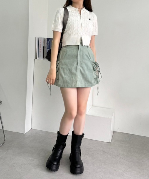 one after another NICE CLAUP(ワンアフターアナザーナイスクラップ)の「ワンポイント刺繍ダブルジップニット(ニット/セーター・レディース・オフホワイト/ピンク/ネイビー/ブラック/ホワイト系その他・FREE)」の15枚目の写真