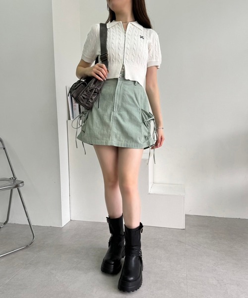 one after another NICE CLAUP(ワンアフターアナザーナイスクラップ)の「ワンポイント刺繍ダブルジップニット(ニット/セーター・レディース・オフホワイト/ピンク/ネイビー/ブラック/ホワイト系その他・FREE)」の16枚目の写真