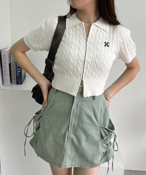 one after another NICE CLAUP(ワンアフターアナザーナイスクラップ)の「ワンポイント刺繍ダブルジップニット(ニット/セーター・レディース・オフホワイト/ピンク/ネイビー/ブラック/ホワイト系その他・FREE)」の12枚目の写真