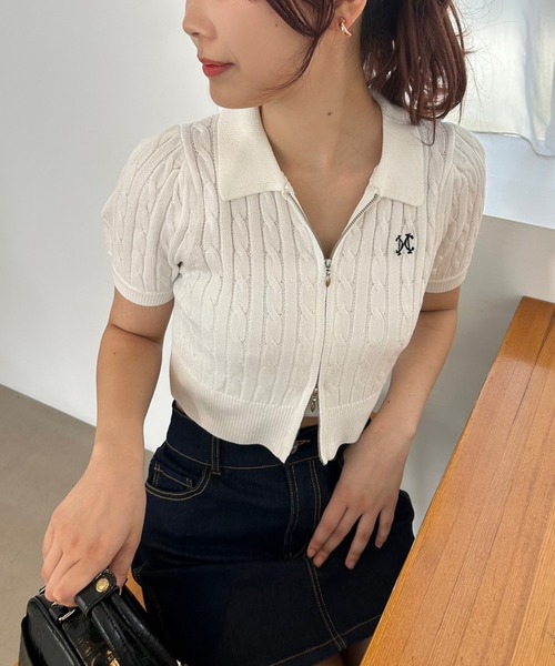one after another NICE CLAUP(ワンアフターアナザーナイスクラップ)の「ワンポイント刺繍ダブルジップニット(ニット/セーター・レディース・オフホワイト/ピンク/ネイビー/ブラック/ホワイト系その他・FREE)」の20枚目の写真