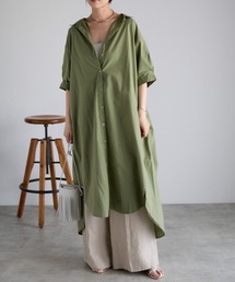 【Fizz/フィズ】 コットンポプリンシャツワンピース