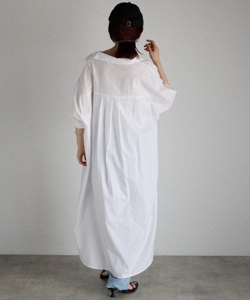 Fizz（フィズ）の「【Fizz/フィズ】　コットンポプリンシャツワンピース（シャツワンピース・レディース・ブルー/チャコール/ホワイト/ライトカーキ・M）」の7枚目の写真